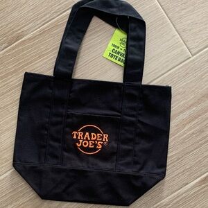 Black mini Trader Joe’s canvas tote bag